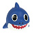 YF2-BABY-SHARKBL Игрушка для ванны акула 8 см, в сетке, КАПИТОШКА в кор.2*240шт 372411